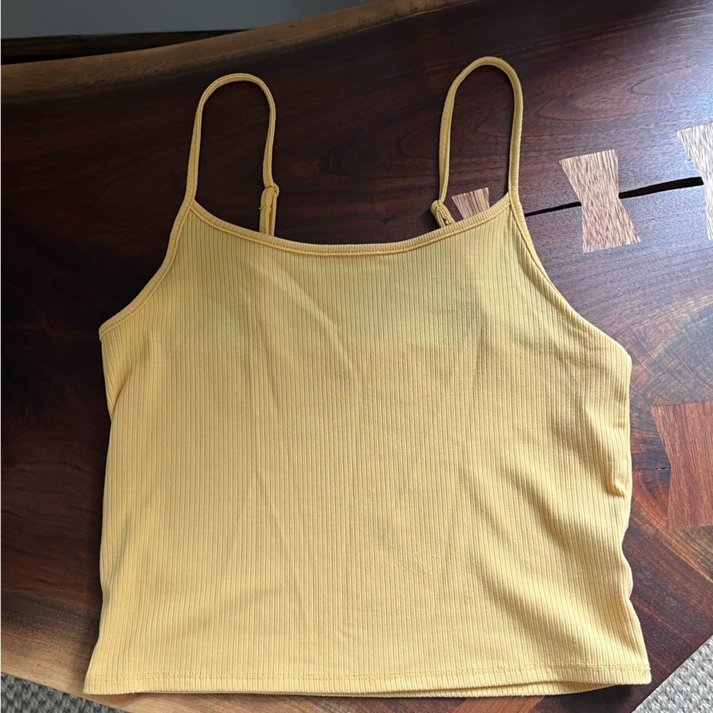 American Eagle Outfitters Yellow Fitted Crop Camisole